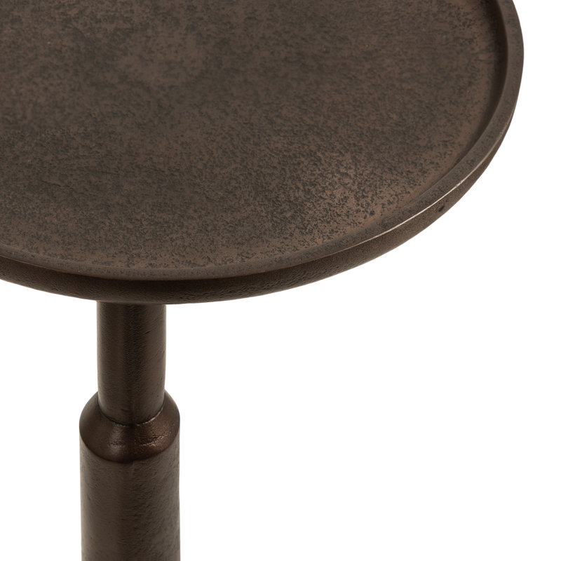 Truxton Modern Cast Aluminum Round Drink Table, Bronze Top/Brown Base