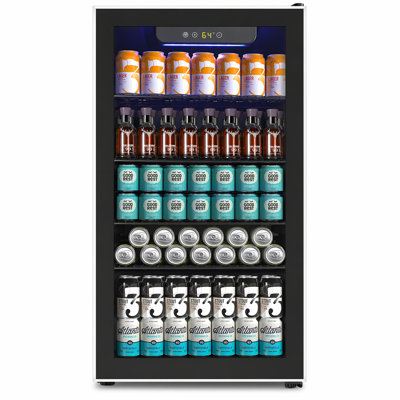 17.32'' W 3.2 Cu.ft Mini Fridge, Beverage Refrigerator 26 Bottle/113 Can Capacity, Touch Button, 32°F-61°F, Quiet <38dB, LED, Removable Shelves