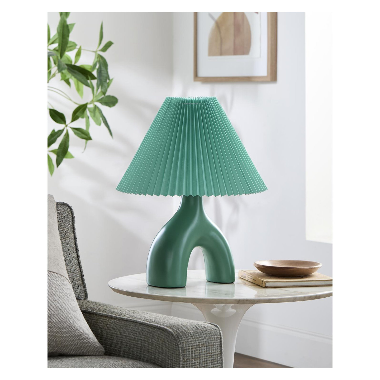 Celes Table Lamp, Green, Green