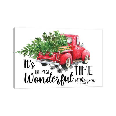 «Red Christmas Truck» par Ephrazy, impression sur toile tendue