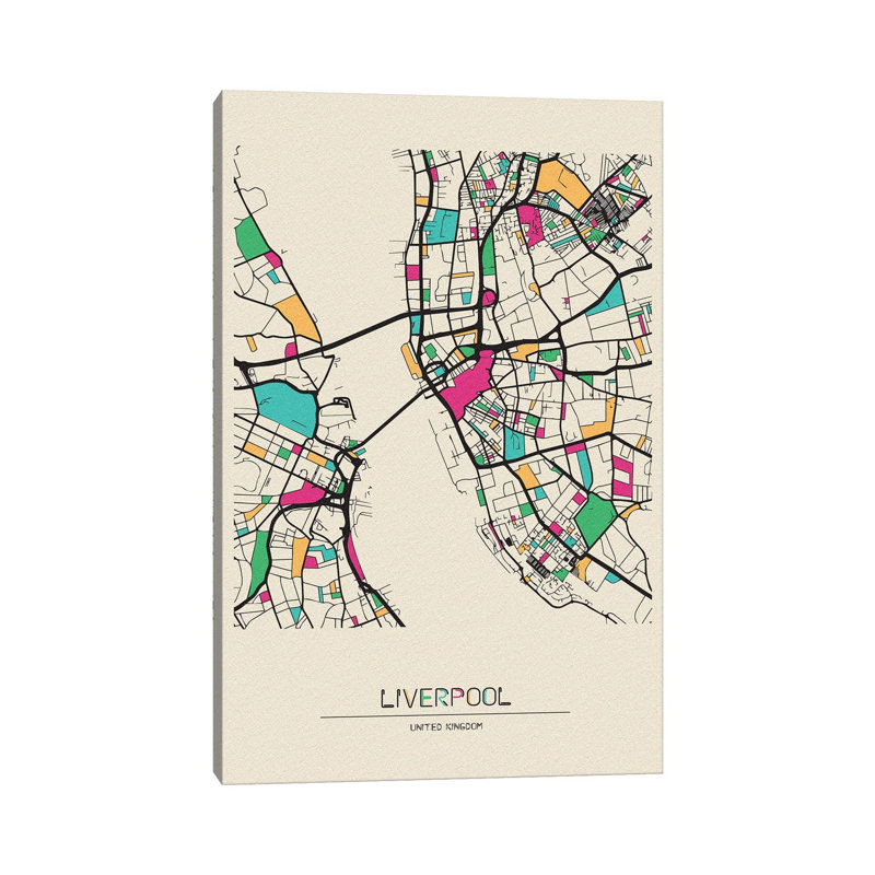 Carte de Manchester, Angleterre par Ayse Deniz Akerman - Estampe numérique sur toile tendue avec châssis
