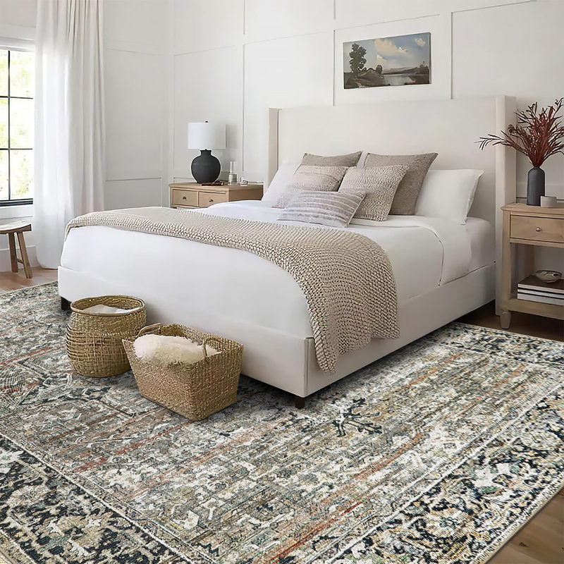 Samiur Lyle Vintage Machine Washable Area Rugs, Rectangle 3' x 5', Brown