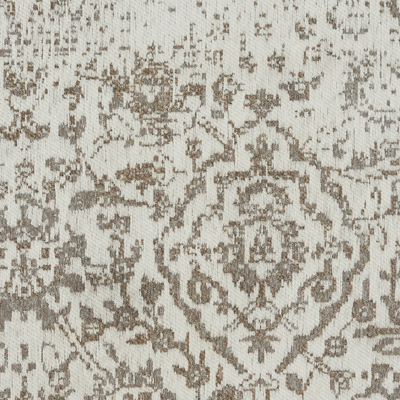 Tapis ivoire / taupe clair / taupe foncé à motif damassé Basham, Tapis de couloir 2 pi 3 po x 7 pi 6 po