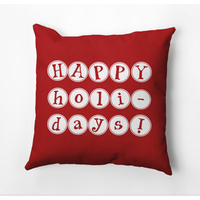 Housse de coussin d’extérieur carrée à imprimé mot « happy holidays »/insert
