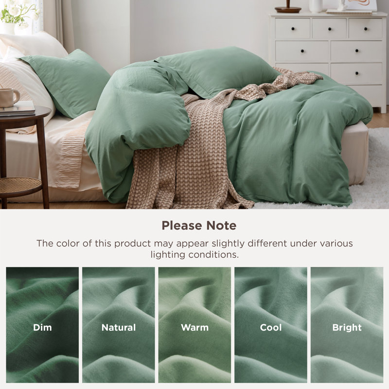 Bedsure Microfiber Duvet Cover Oversized King Size - Prewashed Cotton-Like Extra Soft Bedding Set (Set of 3), Sage Green