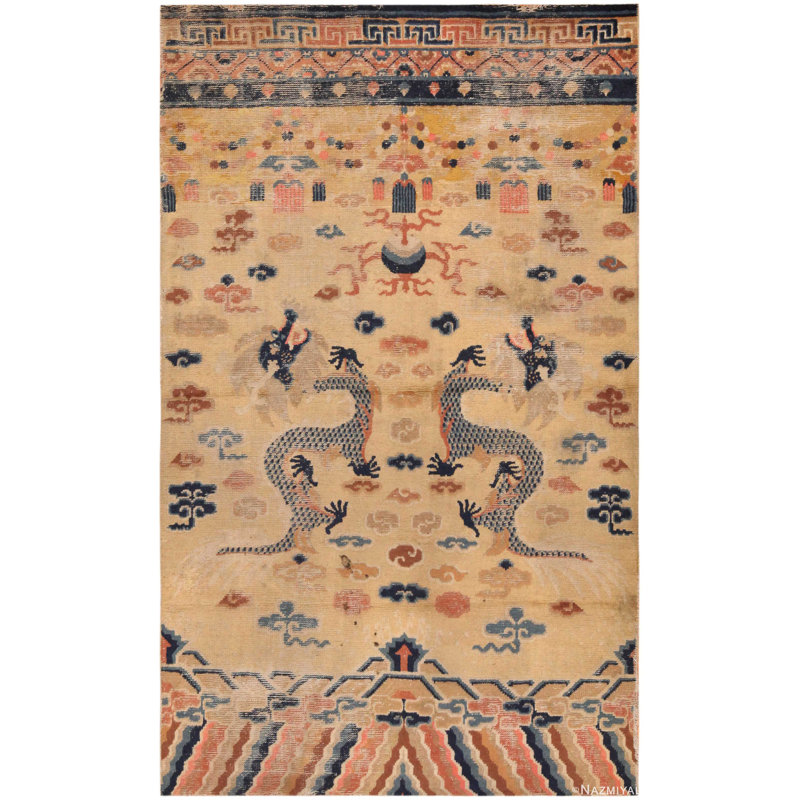 Tapis antique à motif de dragon chinois