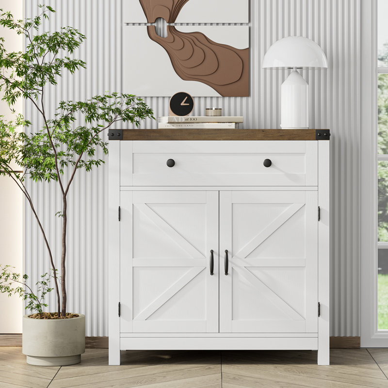 Allencoe 29.9'' W 2-Door Manufactured Wood Accent Cabinet, White/Brown