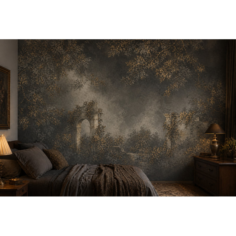 Papier peint classique avec ruines et pierres, Textured Non-Pasted, 120 po x 96 po