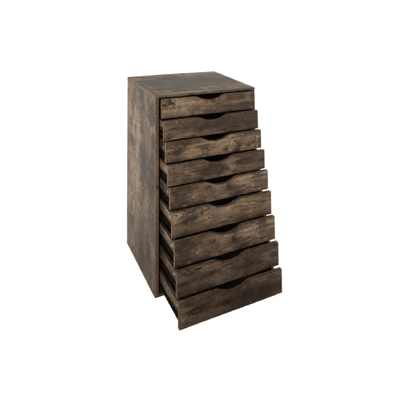 Wollstone 9-Drawer Wide Wooden Filing Cabinet – Office Storage Organizer, Rustic Brown