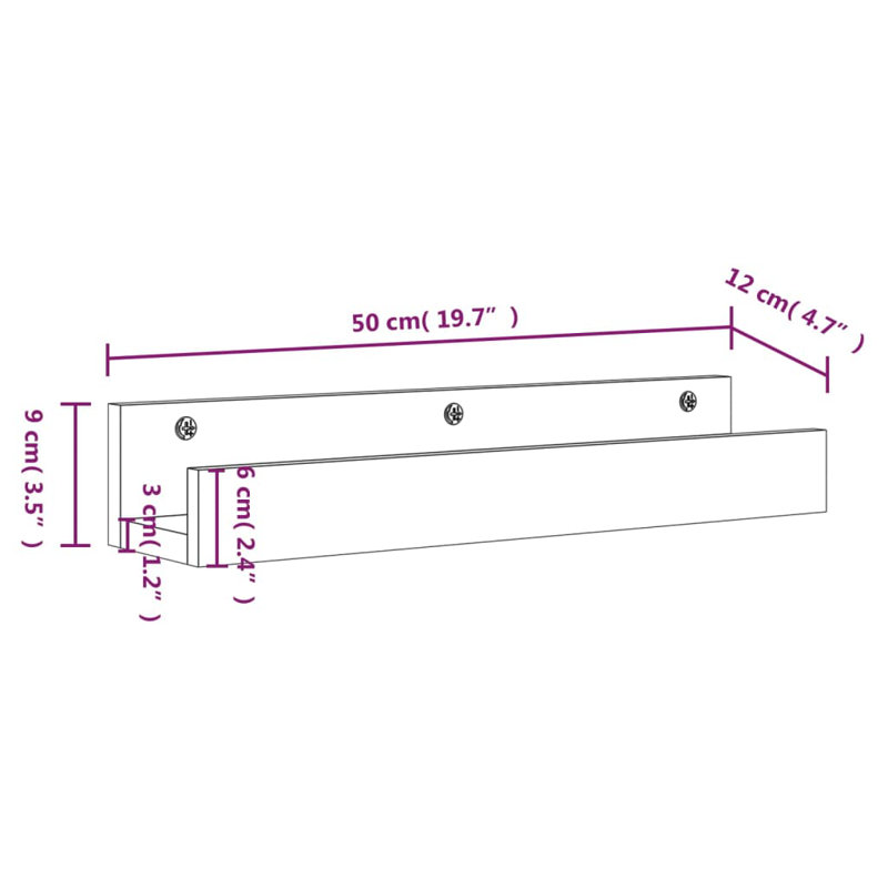 Solid Wood Floating Shelf, 9cm H x 50cm W x 12cm D