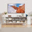 Meuble télé Mid-Century avec prise de courant | Convient aux téléviseurs, portes coulissantes et tablettes réglables-416225950-406768906
