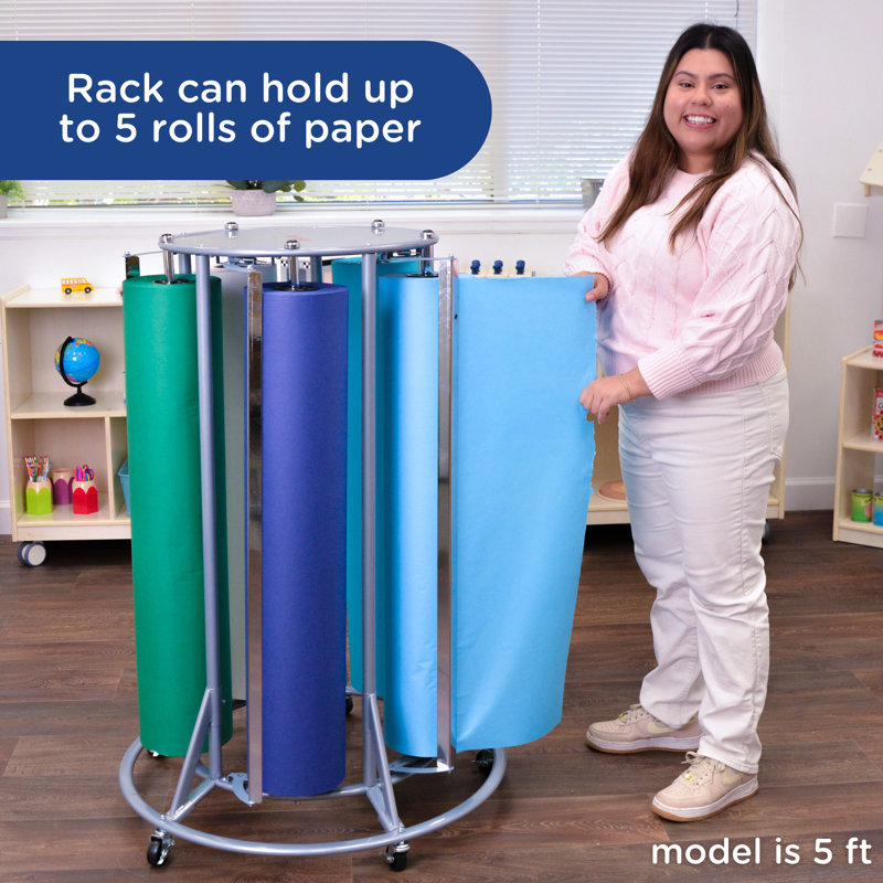 Angeles 5-Roll Steel Mobile Paper Rack with Lockable Casters