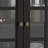 Black Buffet Cabinet With Double Glass Doors And Solid Wood Legs, For Kitchen, Bedroom - Water Based Painted Surface, Customizable Storage Modern Living Room, Dining Room Adjustable Storage, Smooth-1862165209