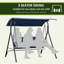 Banc de balancelle pour 3 personnes avec auvent réglable, structure en acier et accoudoirs pour le jardin, le patio et la piscine-369270810