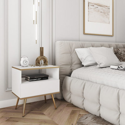 Oro 54cm W Manufactured Wood Bedside Table