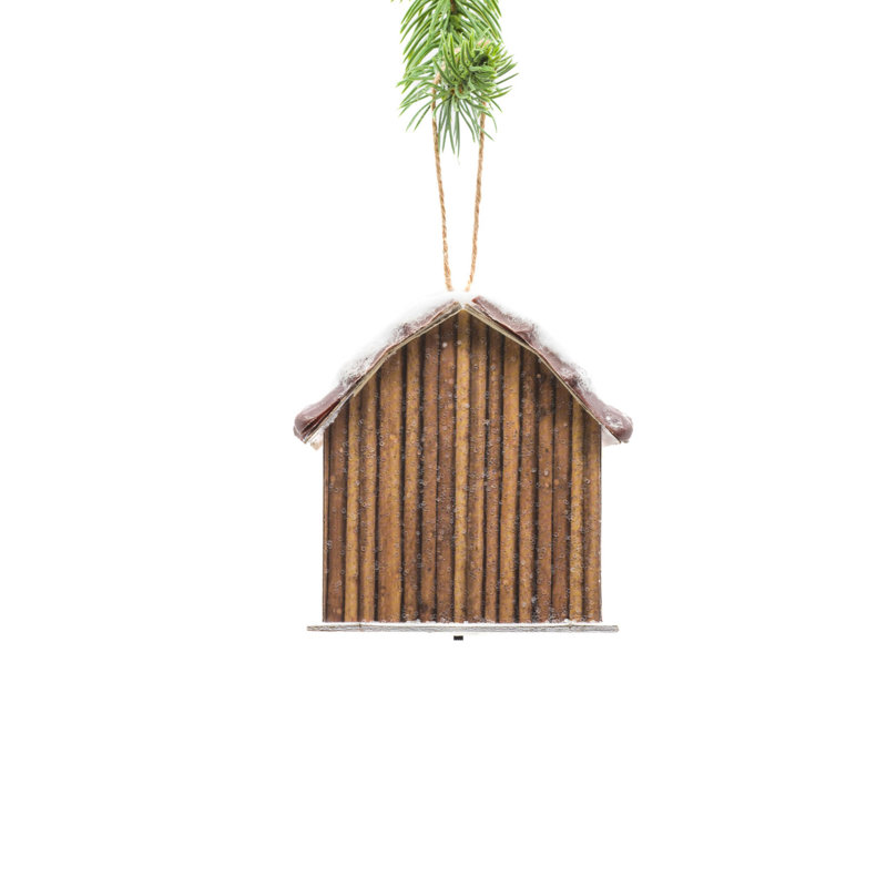 Ornement de Noël en forme de grange avec toit enneigé Finnbogi