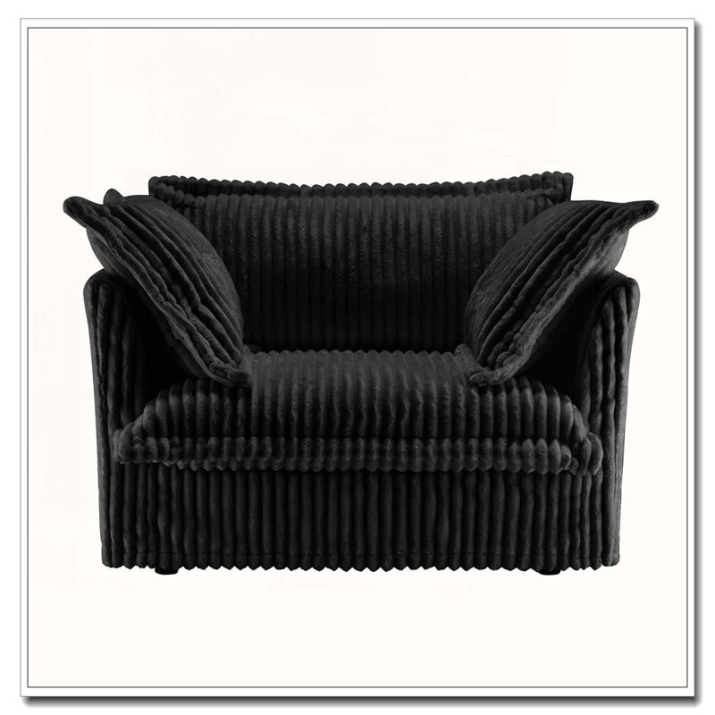 Fauteuil en velours côtelé, Noir