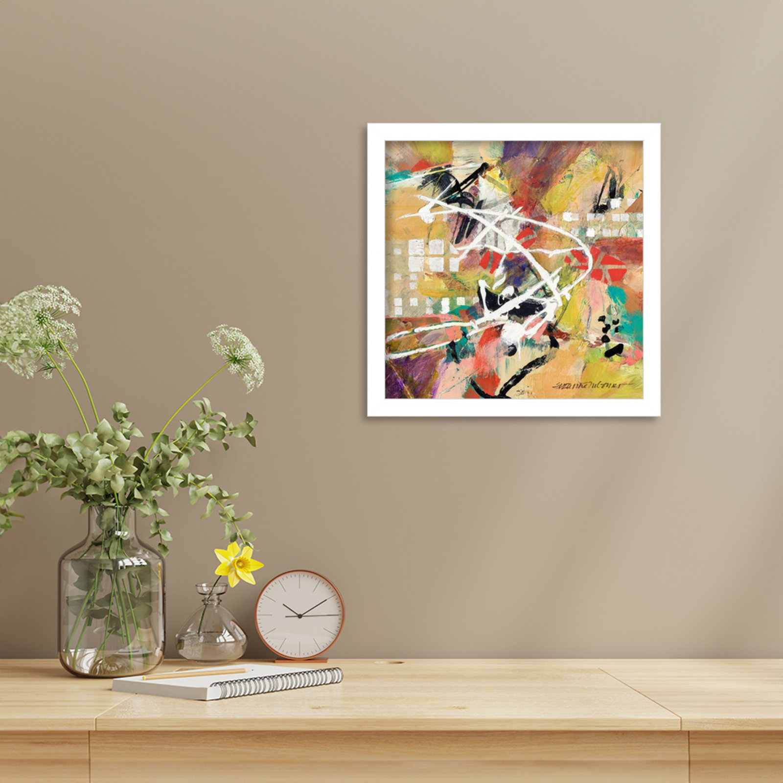 Sutter "Boogie" Print by Suzanne McCourt, 13" H x 13" W, White
