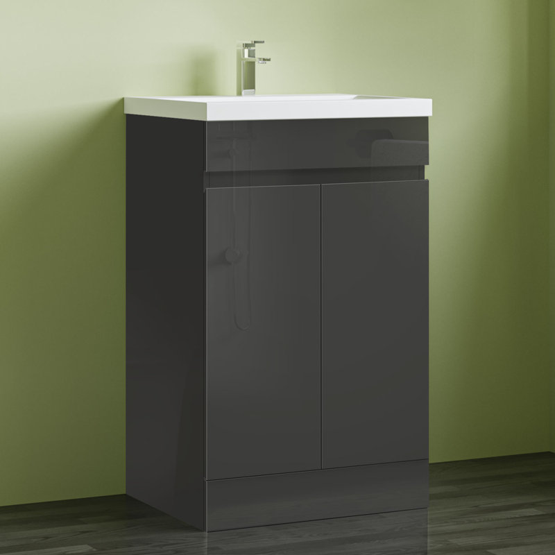 Confesor 500mm Single Bathroom Vanity with Drop In Ceramic Basin, Anthracite