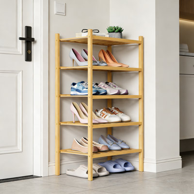 Bamboo Stackable Shoe Rack – Natural Wood Entryway Storage Organizer