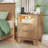 21"W Modern 2-Drawer Nightstand with Charging Station & LED Lights, Waterproof Scratch-Resistant Bedside Table with Open Shelf for Bedroom and Living Room