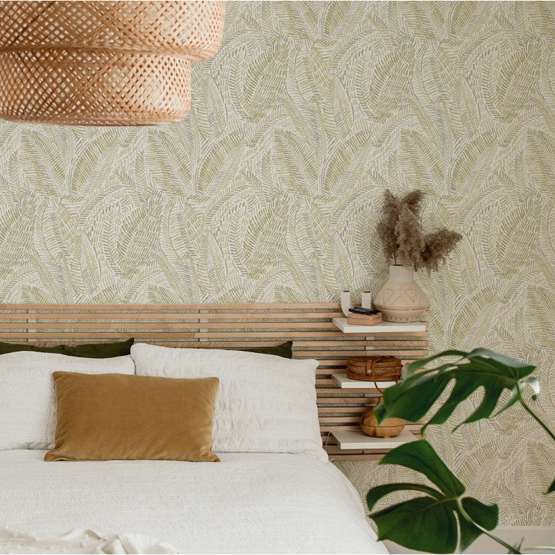 Rouleau de papier peint L 33 pi x l 20,5 po Eline Botanical, Jaune