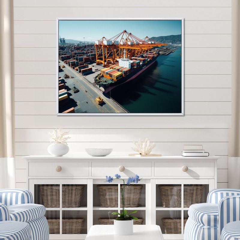 Port Port of Discovery II sur impression sur toile, Cadre flottant blanc, H 16 po x l 32 po x P 1 po
