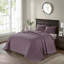 Ensemble de courtepointe matelassée réversible en coton 3 pièces, violet, grand lit/queen lit