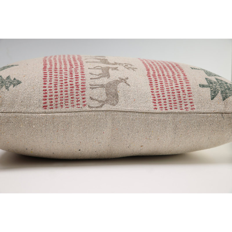 Coussin décoratif Noël / Fêtes en forêt naturelle, 20 po x 20 po