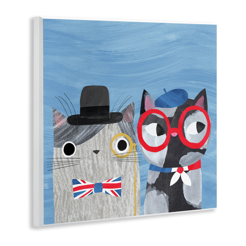 Plaque murale chats anglais et français, design par Angie Rozelaar