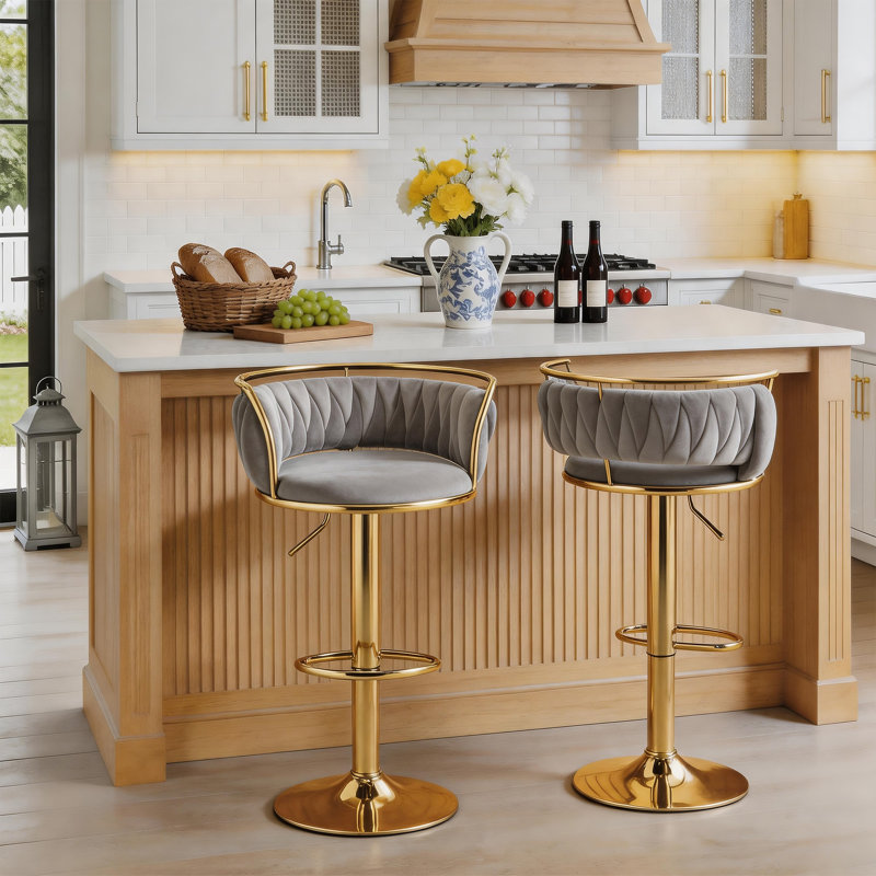 Tabouret de bar Christal, Gris, Gold