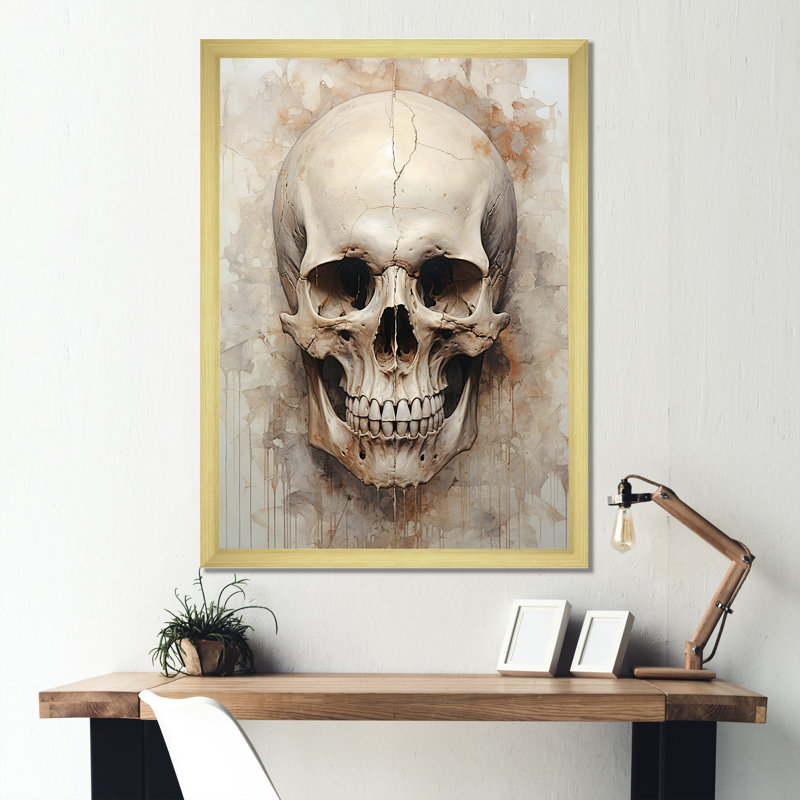 Crânes résonnants II sur toile, H 32 po x l 16 po x P 1 po, Cadre doré simple