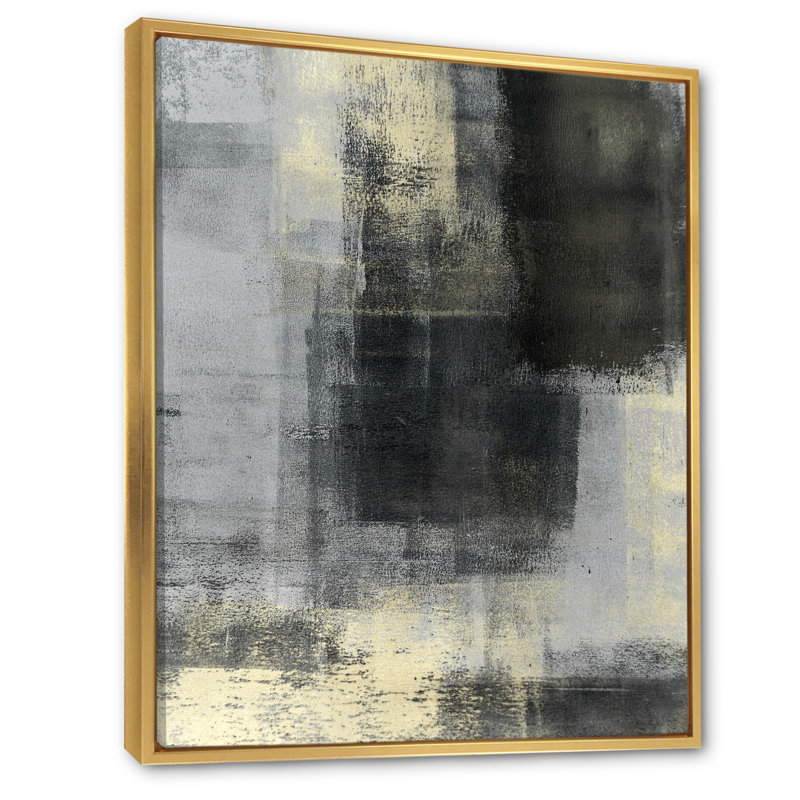 Art moderne gris et bleu II 2FDP47774, H 32 po x l 16 po x P 1 po, Encadrement doré