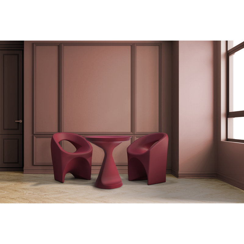 Tramontina Jet 3 Pcs. Polyethylene Lounge Set, Burgundy, Burgundy