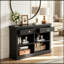 Console avec 2 tiroirs et tablettes de rangement ouvertes-705161125