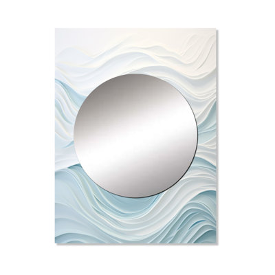 Grand miroir mural Eaker bleu et blanc Simplicity Wave, miroir décoratif bleu, impression sur métal