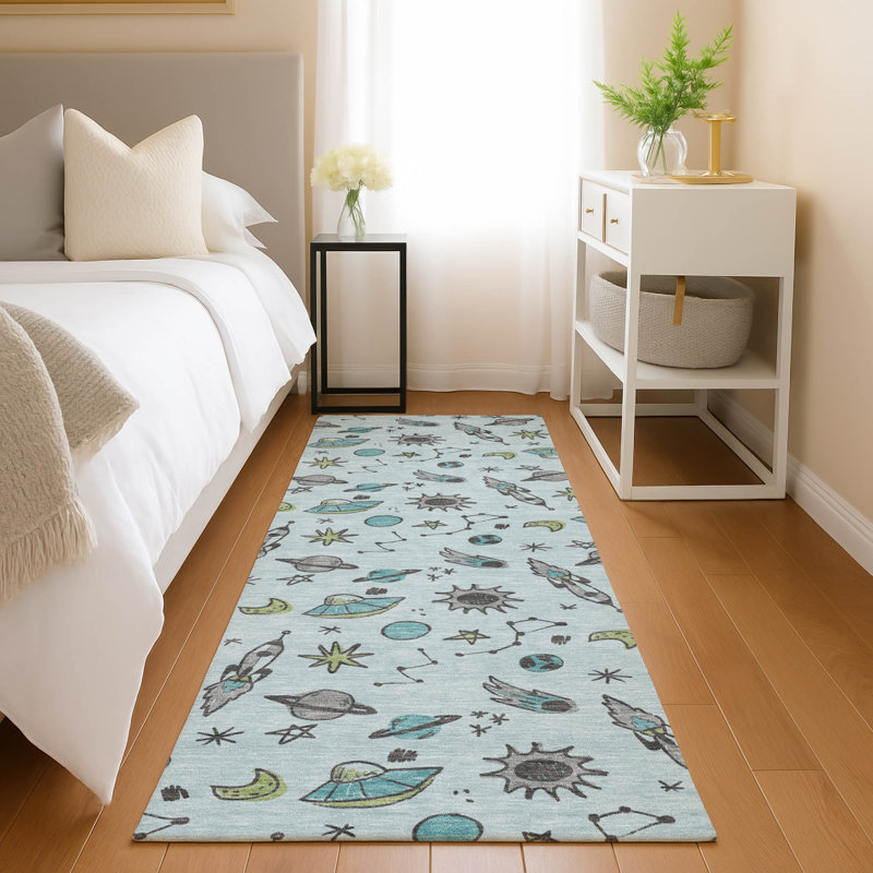Machine Washable Indoor/Outdoor Chantille ACN2580 Kids Rug, 2'3" x 7'6" Runner, Sky