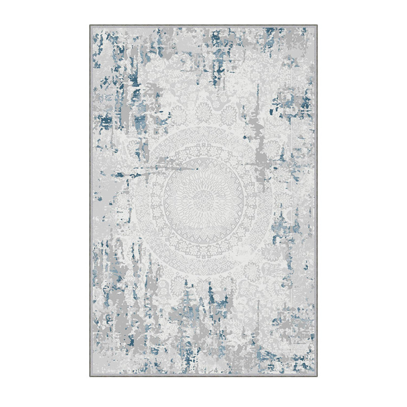 Tapis abstrait en polyester tissé à la machine Mcgarvey, Rectangle 4 pi 7 po x 7 pi 3 po