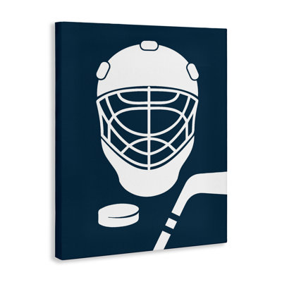 Hockey Mask Blue & White Canvas, design by Melody Hogan