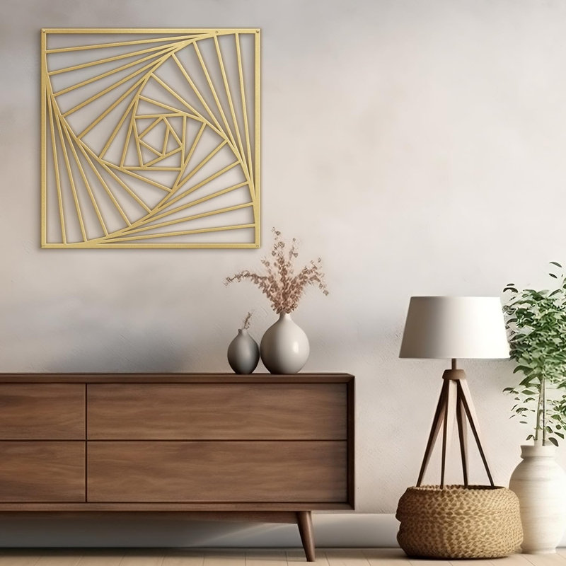 Décoration murale en métal, H 18 po x l 18 po x P 0,05 po, Or