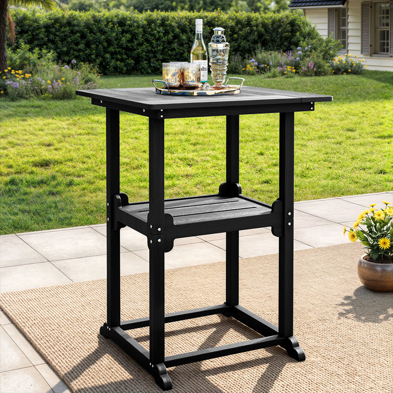 Pennington Cedartown Outdoor Square Patio Table HDPE, Black