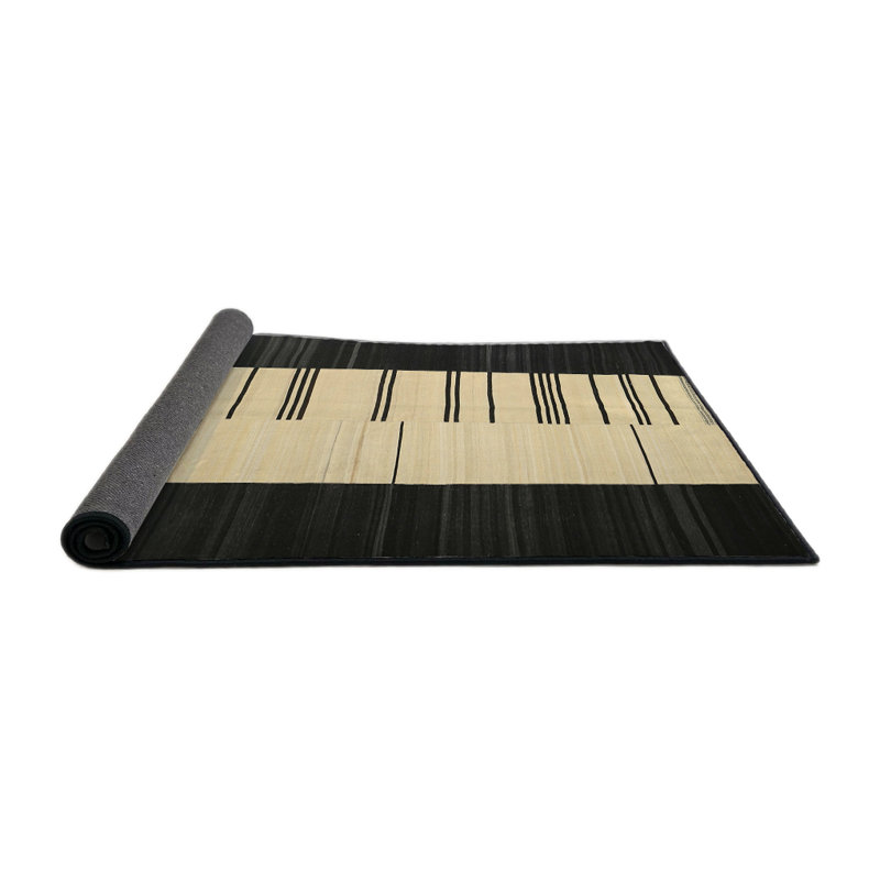 Tapis noir/beige contemporain, Rond 7 pi