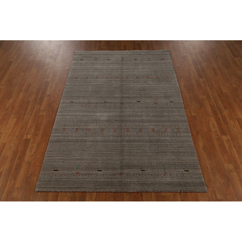 Tapis indien en laine fait à la main de style Gabbeh 5 x 8