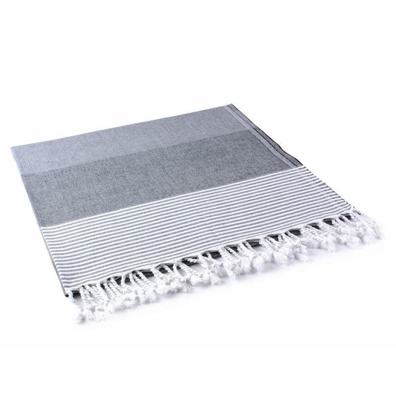 Serviette de plage en coton 100% pestemal fouta, Gris