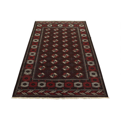 Tapis oriental rétro en laine noué à la main 6 pi 11 po x 9 pi 4 po Bokhara Vintage