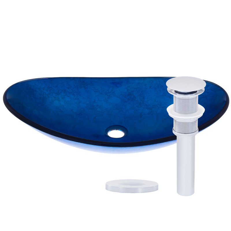 Novatto 16.5'' Glass Oval Bathroom Sink, Chrome