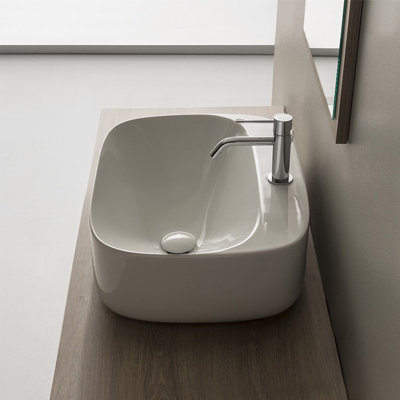 Lavabo de salle de bain vasque ovale en céramique Moon