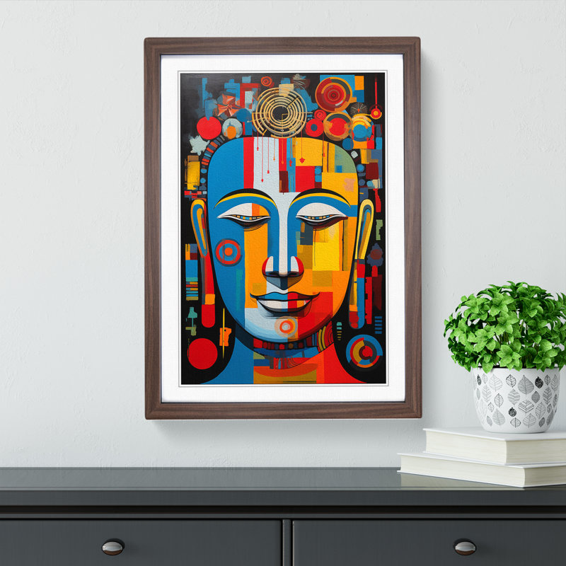 Buddha Constructivism No.2 - Framed Print, Walnut Framed, 34cm H x 25cm W x 2cm D