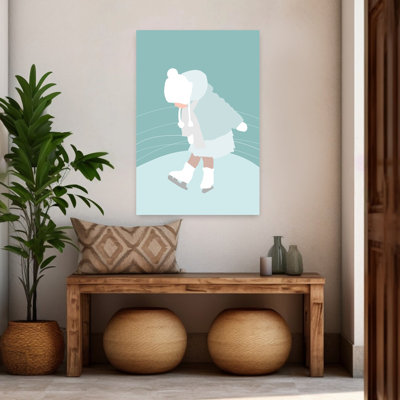«Little Girl Ice Skates», impression d'art contemporain minimaliste ludique