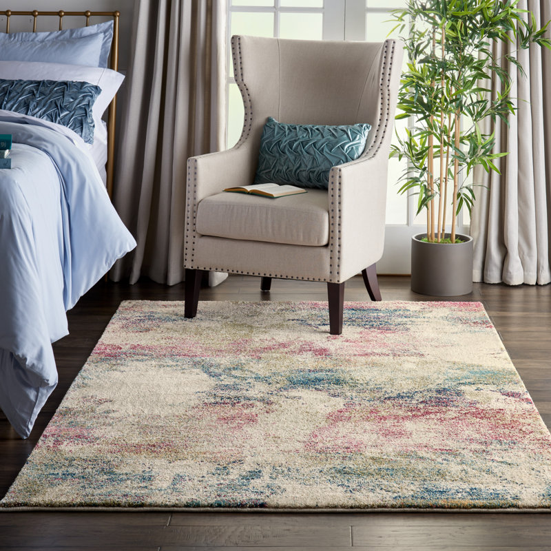 Tapis crème / rouge / bleu Dreya, Rectangle 5 pi 3 po x 7 pi 3 po